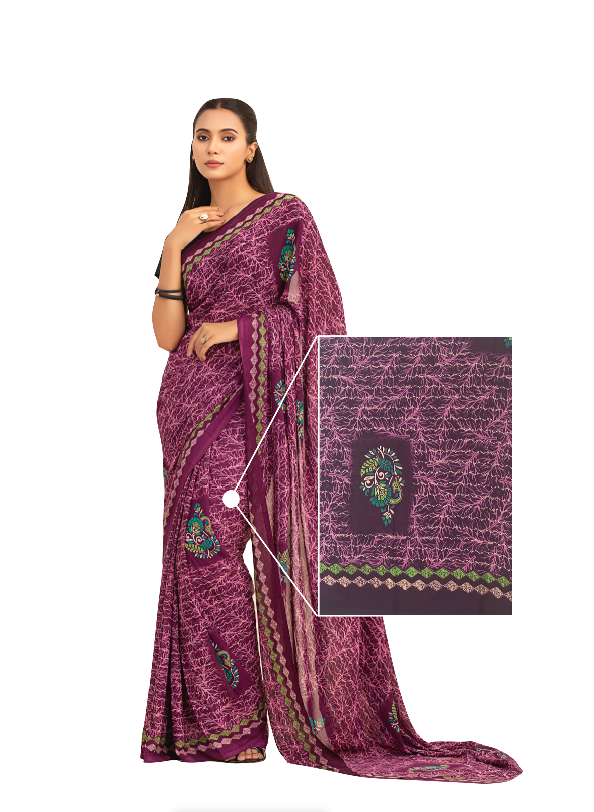 0023 Herb-Style Georgette Saree - Purple