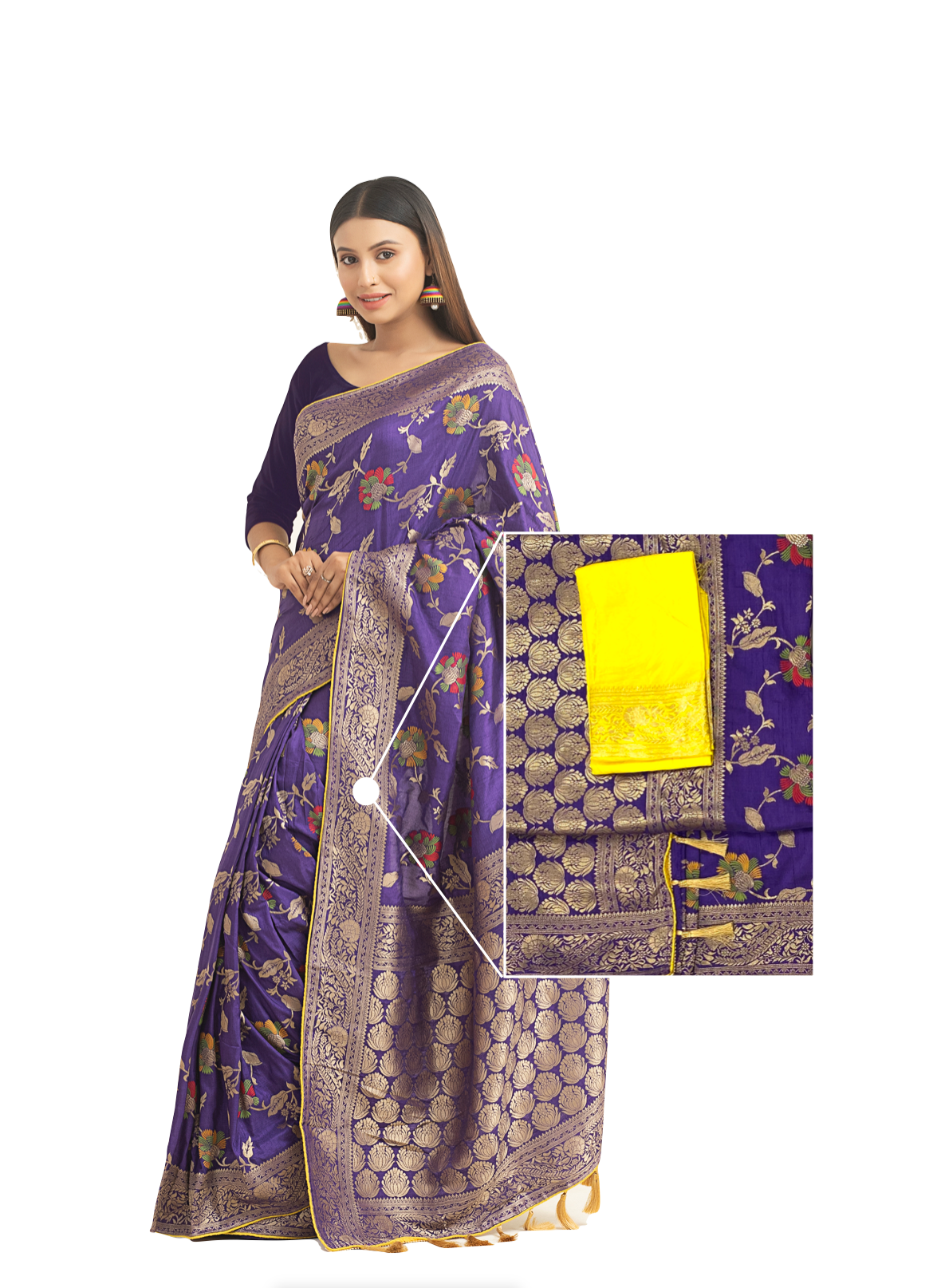 0035 Khaddi Katan Saree - Purpur Purple