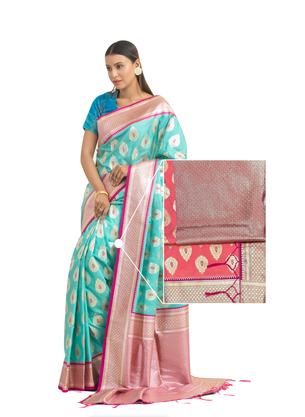 0048 Minakari Katan Saree - Pink