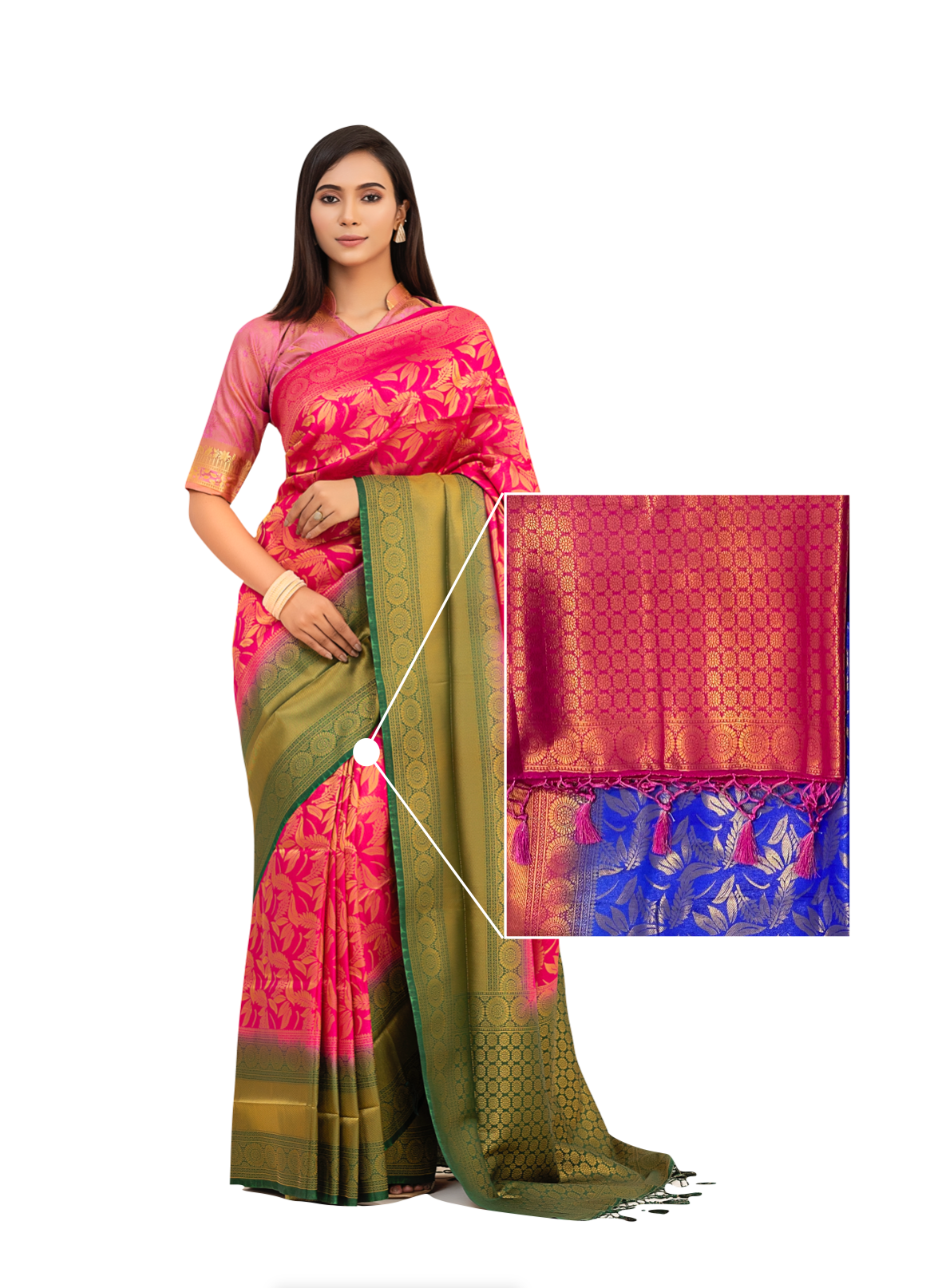 0051 Banarasi Katan Saree - Lapis Blue and Deep Red