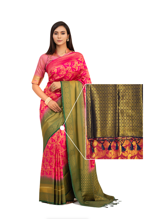 0054 Banarasi Katan Saree - Gold and Maroon