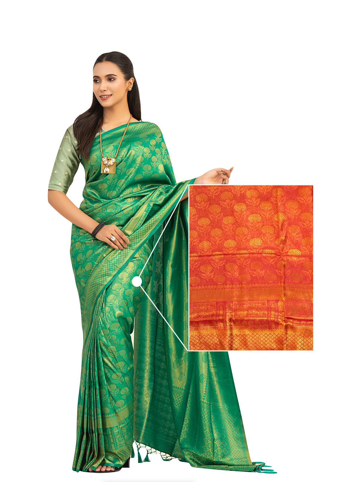 0069 Katan Silk Saree - Tangerine