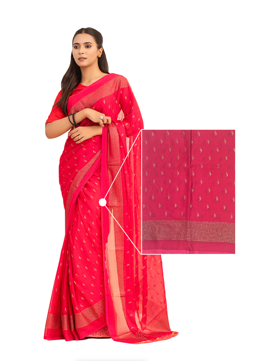 0085 Swarovski Work Georgette Saree - Rose