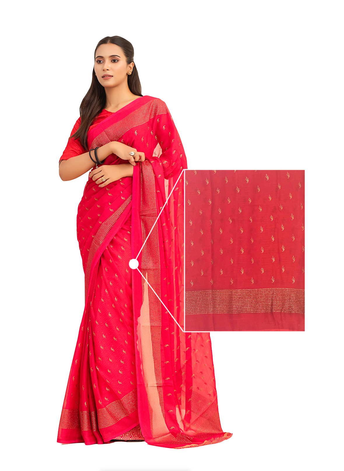 0086 Swarovski Work Georgette Saree - Red