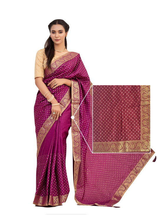 0116 Silk Saree with Golden Border - Light Brown