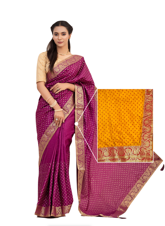 0121 Silk Saree with Golden Border - Orange