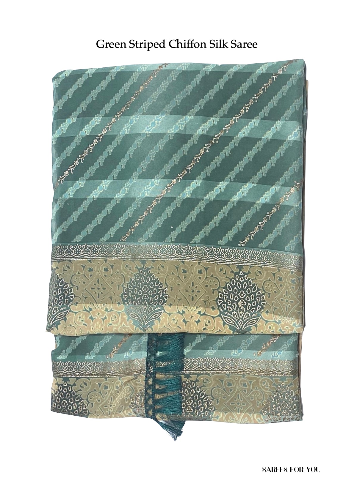 3005 Striped Chiffon Dharti Silk Saree - Green