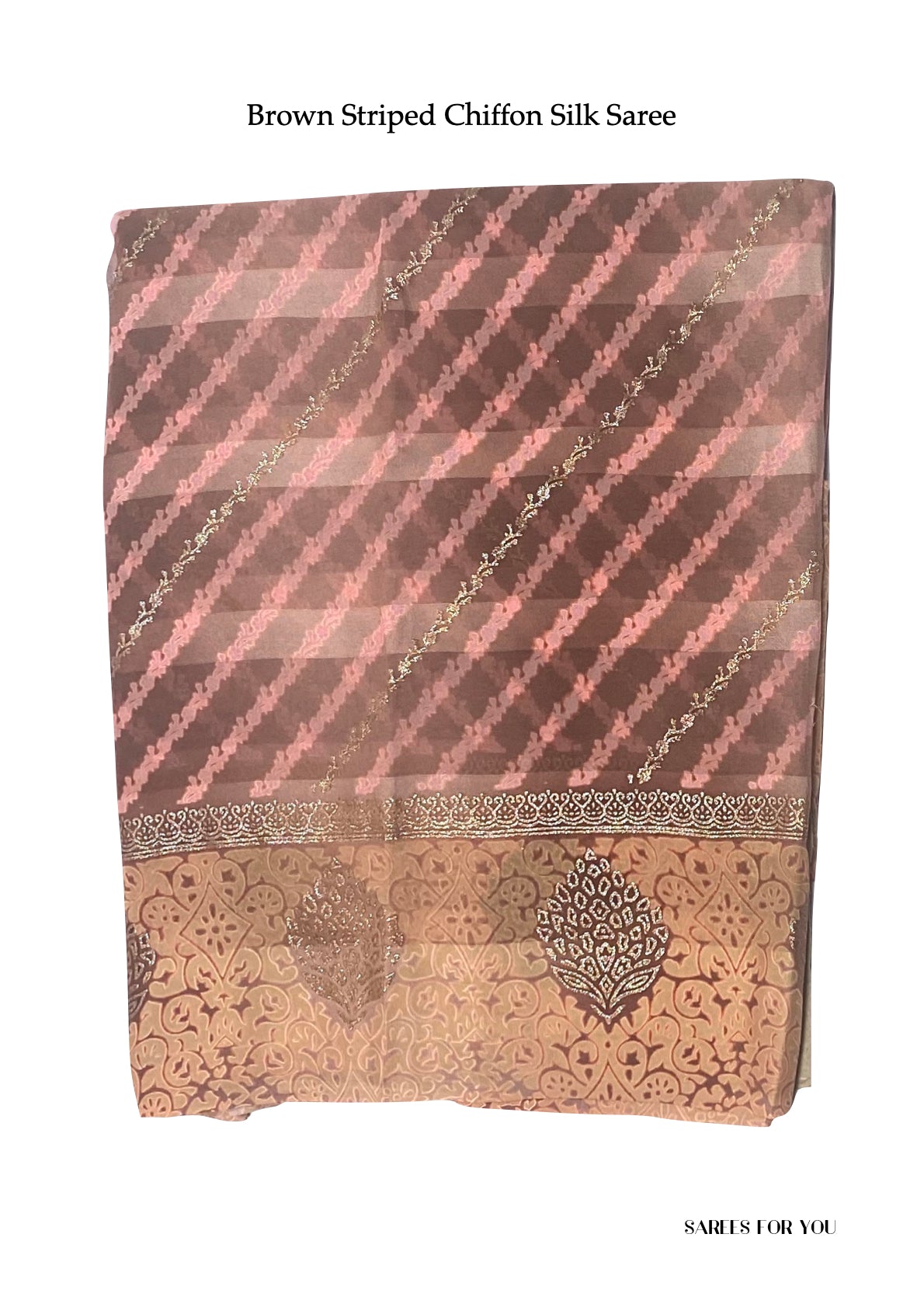 3002 Striped Chiffon Dharti Silk Saree - Brown