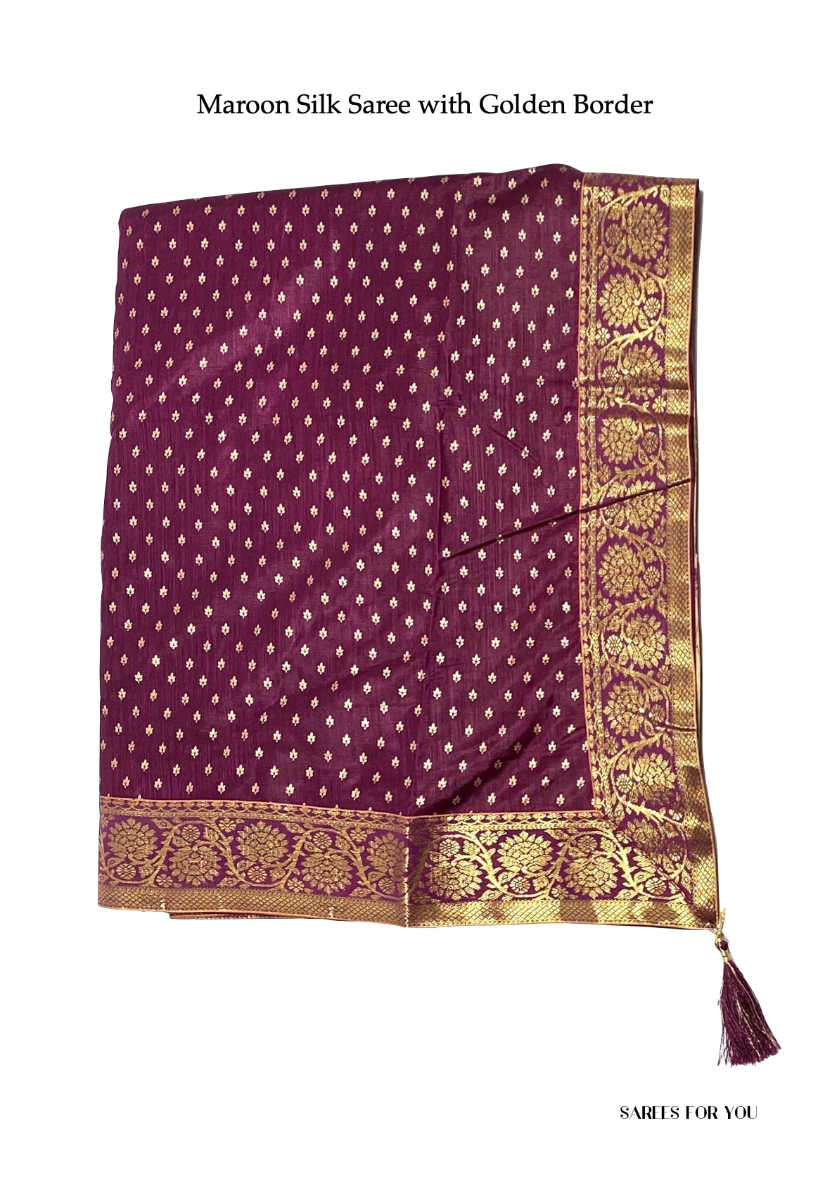 0115 Silk Saree with Golden Border - Maroon