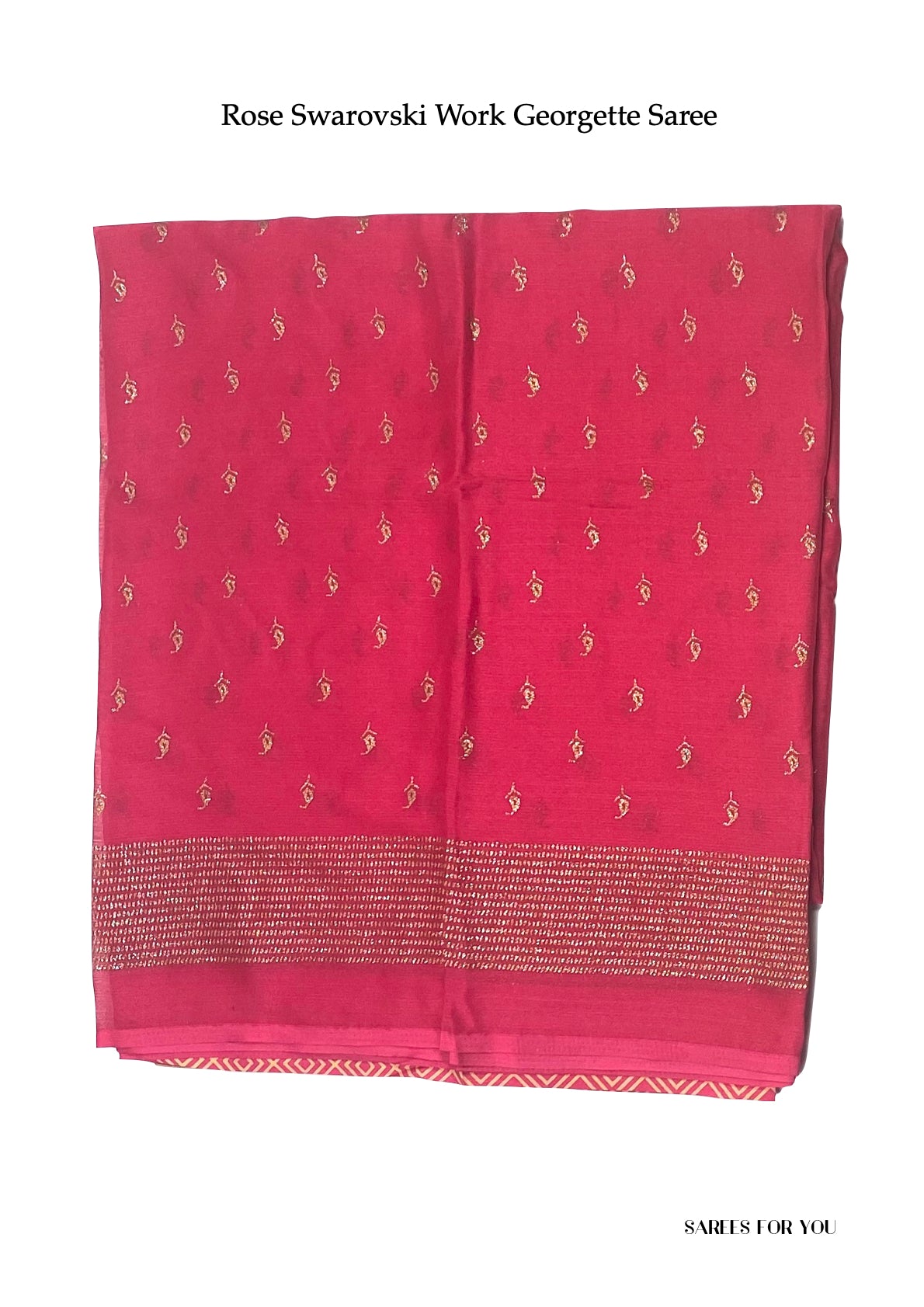 0085 Swarovski Work Georgette Saree - Rose