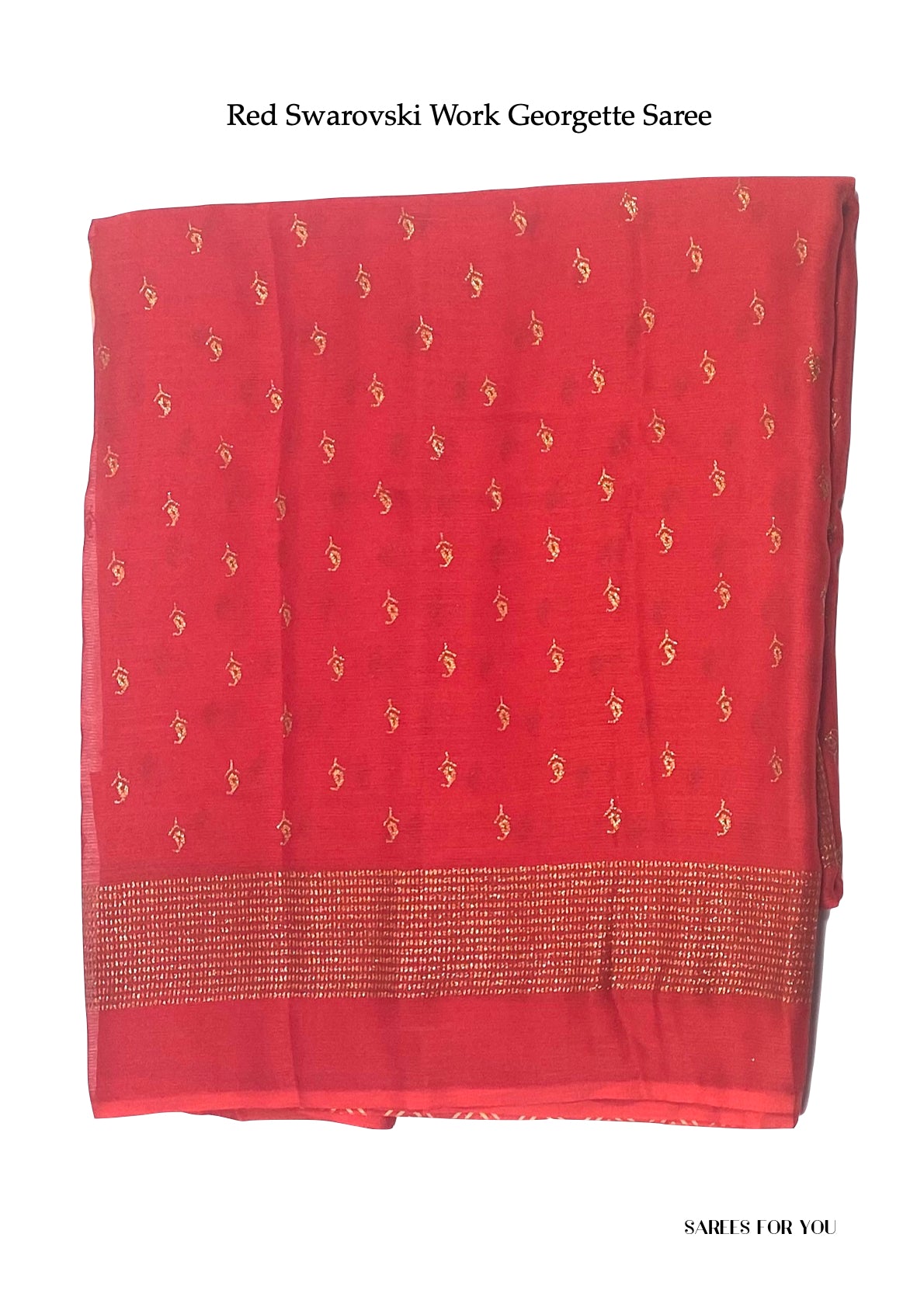 0086 Swarovski Work Georgette Saree - Red