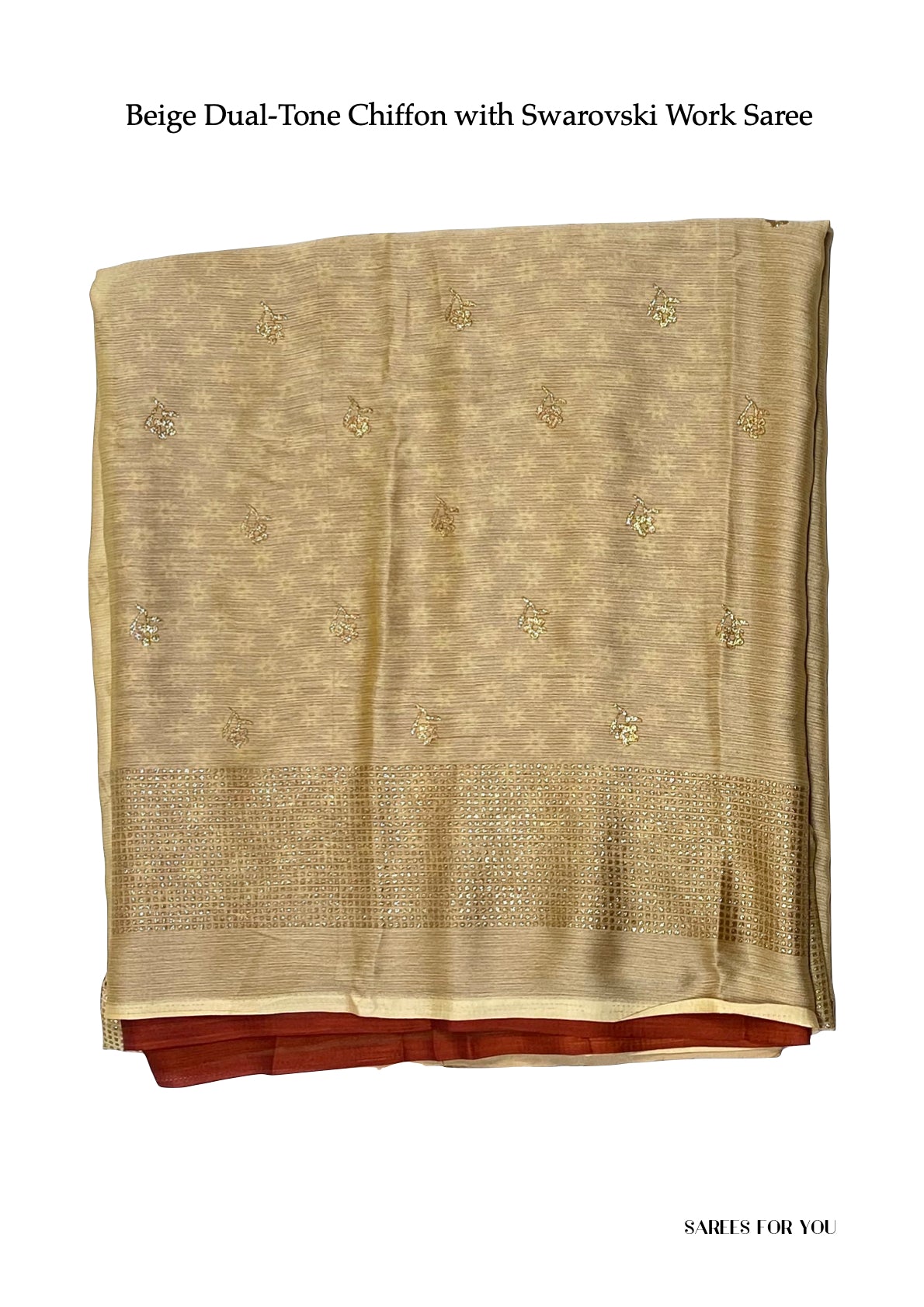 0015 Dual-Tone Chiffon with Swarovski Work Saree - Beige