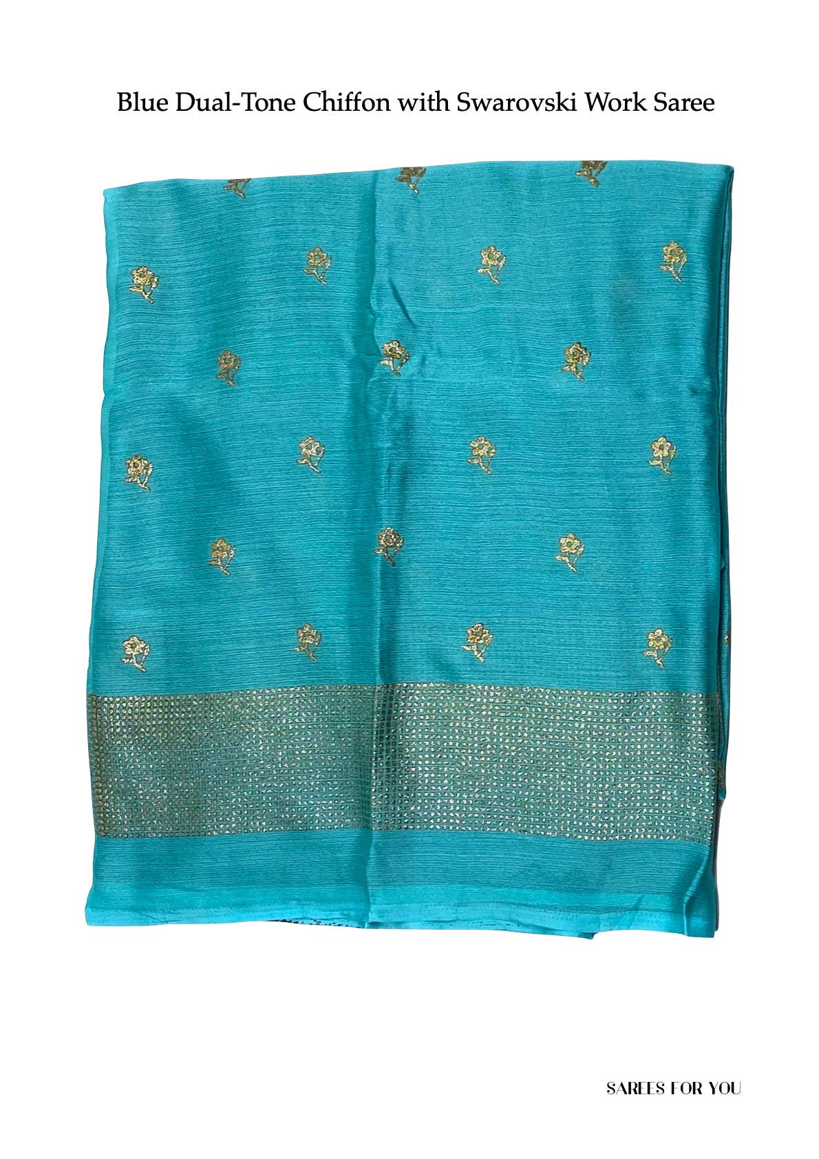 0016 Dual-Tone Chiffon with Swarovski Work Saree - Blue