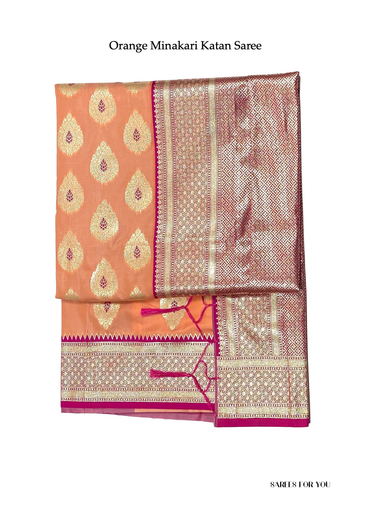 0047 Minakari Katan Saree - Orange