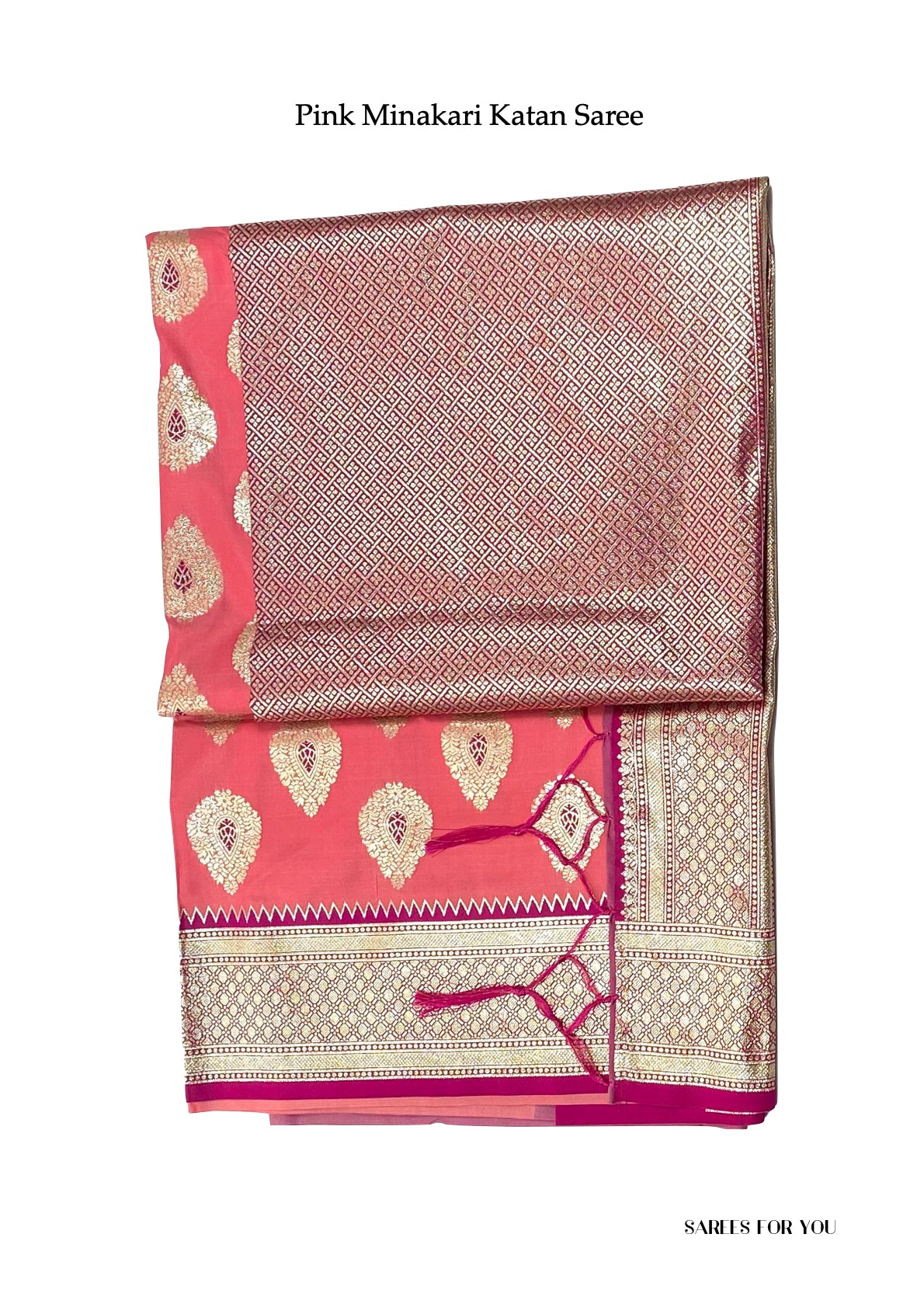 0048 Minakari Katan Saree - Pink