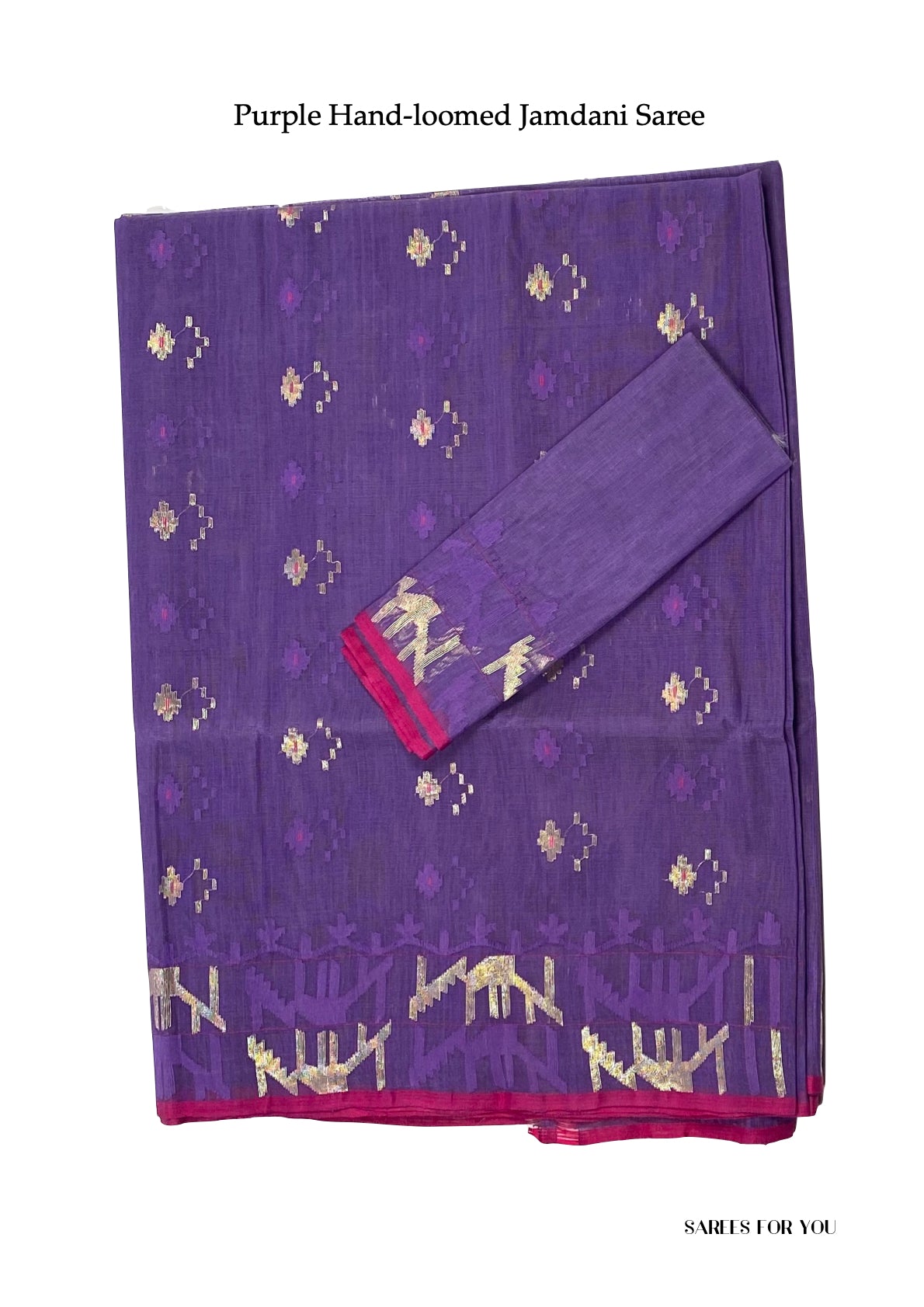 0160 Hand-Loomed Jamdani Saree - Purple