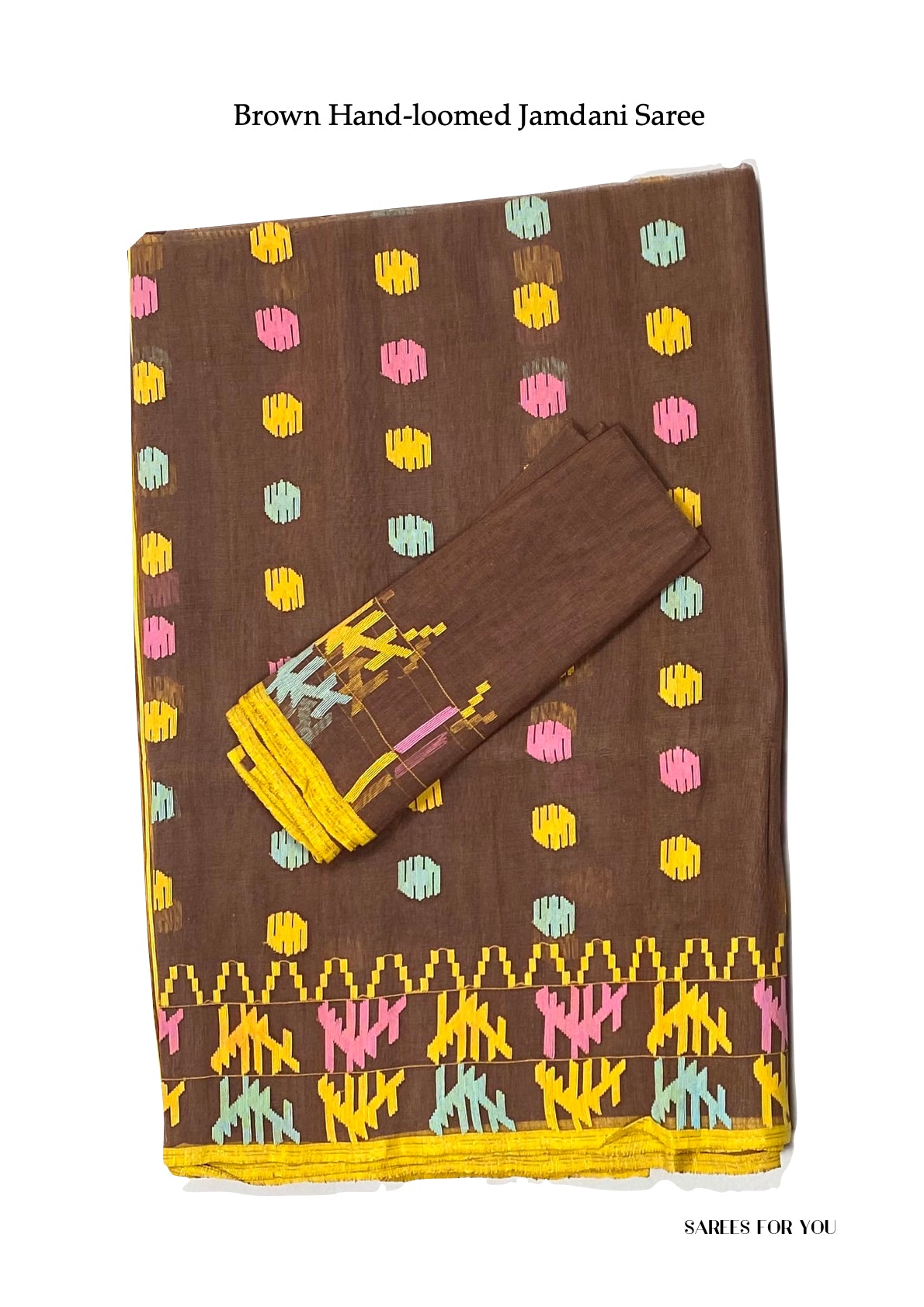 0163 Hand-Loomed Jamdani Saree - Brown