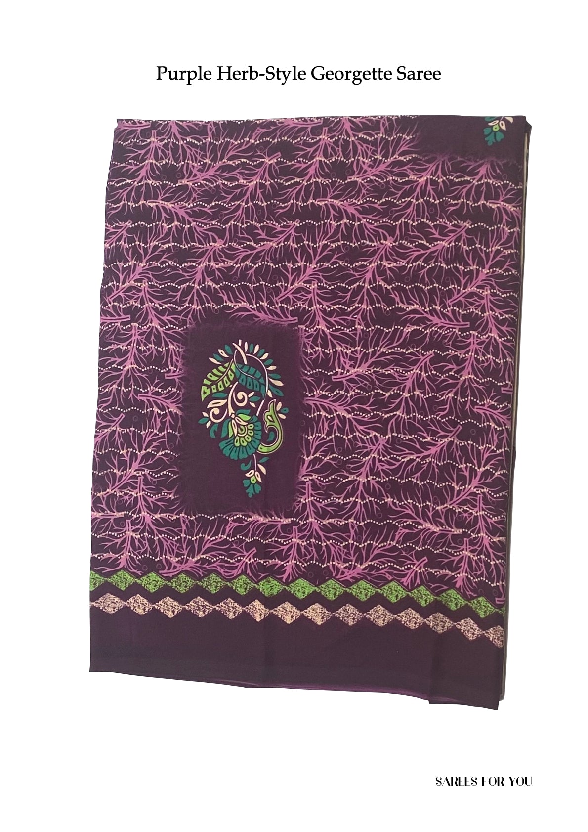 0023 Herb-Style Georgette Saree - Purple