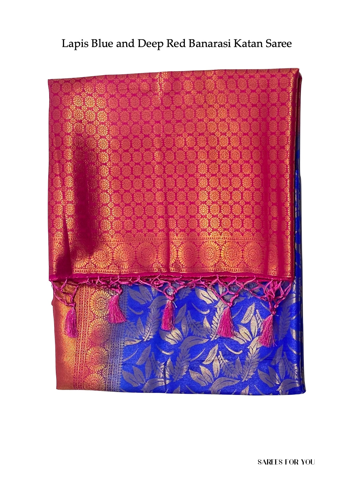 0051 Banarasi Katan Saree - Lapis Blue and Deep Red