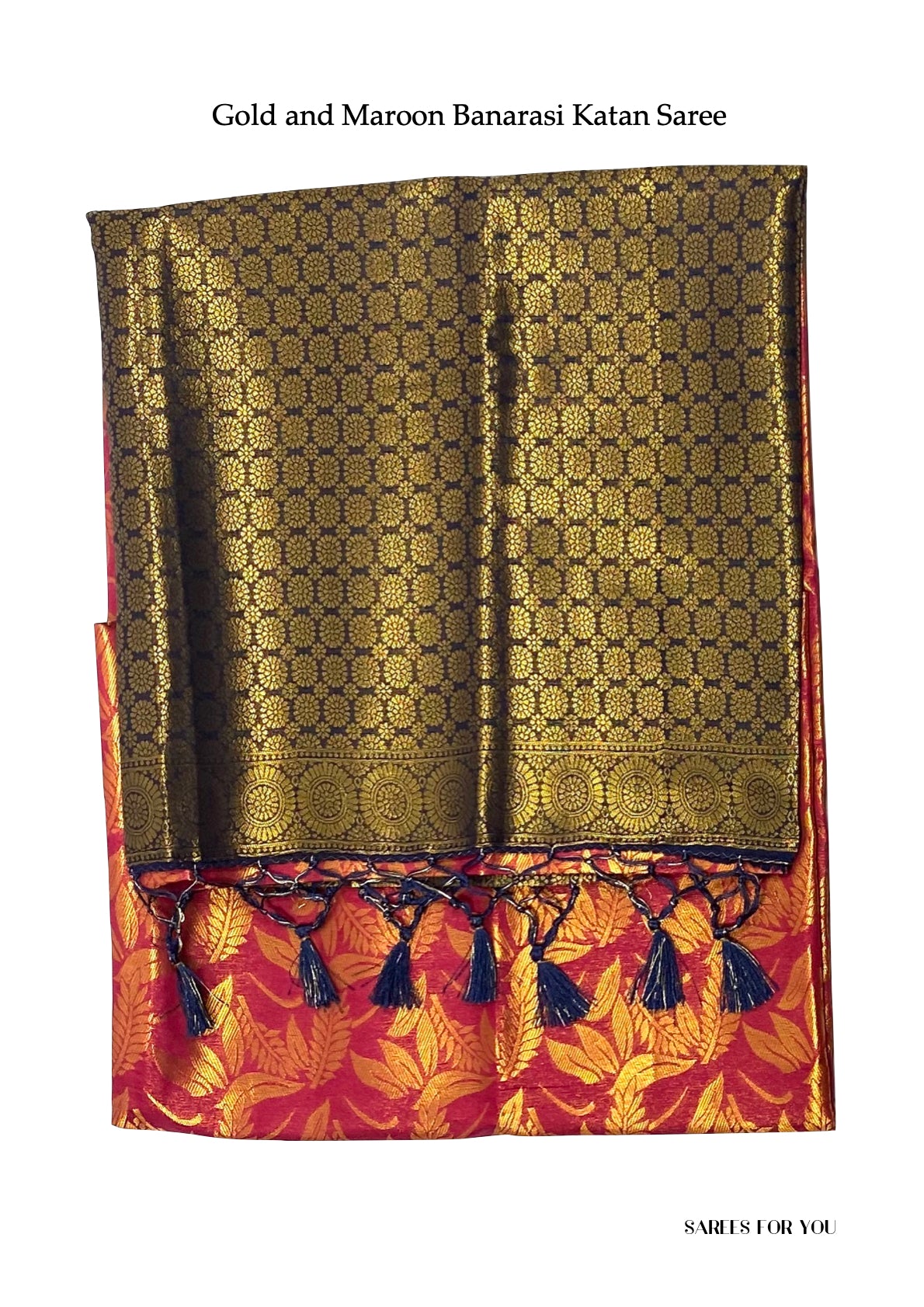 0054 Banarasi Katan Saree - Gold and Maroon